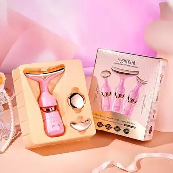 3 в 1 массажер для лица устройство для подъема лица электрический косметолог для лица, шеи и глаз микротоковая машина для красоты кожи против старения чёрный