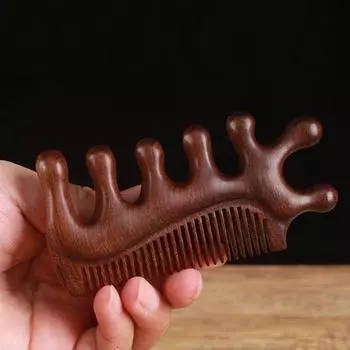 3 в 1 Массажная расческа Кровообращение Деревянная расческа из сандалового дерева Расслабляющий меридиан кожи головы Антистатический инструмент для укладки Салонные принадлежности Щетка для волос