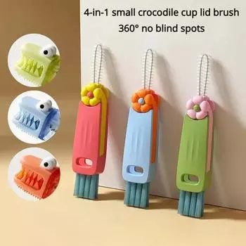 3 в 1 милый набор щеток для чистки крышек для чашек в виде лепестков мини-щетка для чистки бутылок с чашками PP красочный мини-очиститель для путешествий и дома