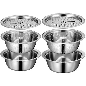 3 в 1 многофункциональная раковина для мытья посуды с теркой, корзиной для слива, дуршлагом 26CM