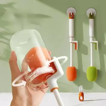 3 в 1 многофункциональная щетка для бутылочек, соска-пустышка, маленькая вращающаяся на 360° чашка, кухонный инструмент для чистки, сменная губчатая головка