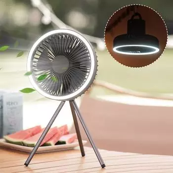 3 в 1 Многофункциональный домашний настольный вентилятор с кольцом для штатива, ночник, функция синхронизации, потолочный вентилятор для кемпинга на открытом воздухе белый