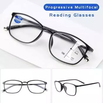 3 в 1 мультифокальные очки для чтения для мужчин и женщин, анти-синие очки для чтения, чтобы смотреть далеко и близко, HD умные очки для чтения очки с градацией +3.50 чёрный