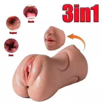 3 в 1 Мужской Оральный Куннилингус Анальный Секс-Игрушки Мастурбация Глубокая Глотка Искусственный Настоящий Куннилингус Оральный Секс Мужской Мастурбатор Оральный Секс Реалистичная Вагина