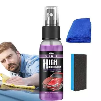 3 в 1 набор для быстрого нанесения спрея с высокой степенью защиты, керамическое покрытие, полироль для автомобиля, гидрофобное верхнее покрытие с воском и губкой
