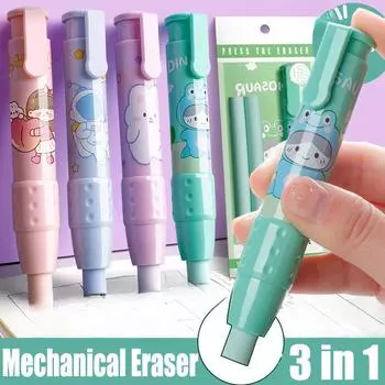 3 в 1 набор ручек-ластиков с нажимным ластиком, симпатичный выдвижной резиновый ластик Push-pull, художественные канцелярские принадлежности для школы, офиса, корректурные принадлежности розовый