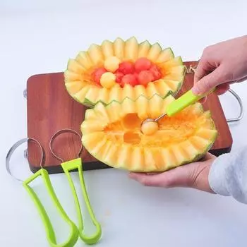 3-в-1 набор шариков для фруктов из нержавеющей стали, инструменты для резьбы по дыне, нож для очистки фруктов, резак для удаления семян, шарик для мороженого, кухонная утварь
