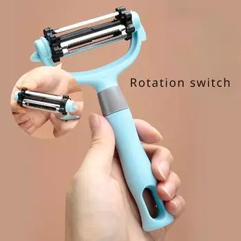 3-в-1 Нержавеющая сталь Овощечистка Фрукты Овощи Картофель Морковь Огурец Многофункциональная Острая Терка Овощечистка Нарезка Главная Кухонные Принадлежности синий