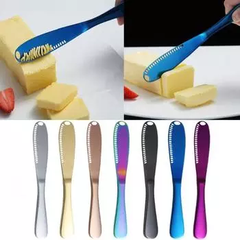3 в 1 нож для масла из нержавеющей стали, сыр, десерт, хлеб, джем, скребок для выпечки, разделитель, ложка для масла, кухонный инструмент