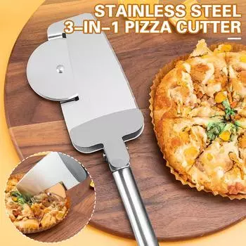 3-в-1 нож для пиццы из нержавеющей стали, нержавеющий моющийся инструмент для резки пирогов для домашней кухни