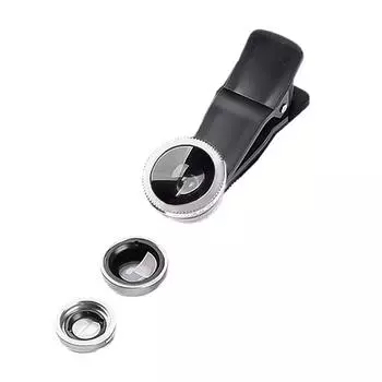 3 в 1 объектив для камеры мобильного телефона 180° объектив «рыбий глаз» + 0,67-кратный широкоугольный объектив + макрообъектив, универсальный комплект объективов для камеры HD чёрный