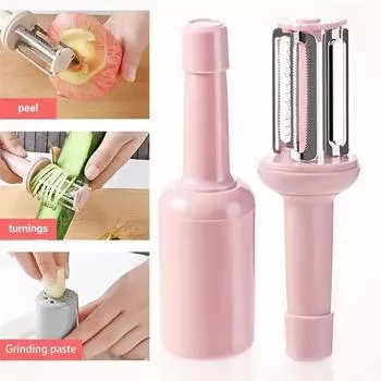 3 в 1 Овощечистка Фрукты Овощи Картофель Морковь Огурец Многофункциональная Острая Терка Из Нержавеющей Стали Овощечистка Нарезка Главная Кухонные Принадлежности розовый