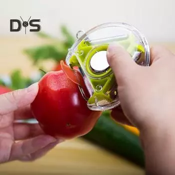 3 в 1 Овощечистка с поворотным переключателем, лезвия из нержавеющей стали, нескользящая ручка, кухонный инструмент для картофеля, помидоров, ананасов синий