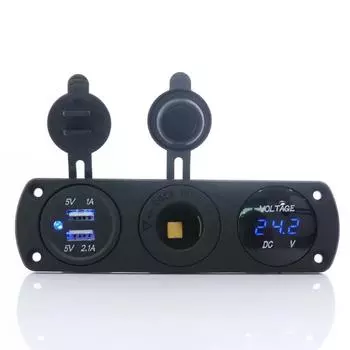 3 в 1 панель 12 В 3,1 А двойной USB автомобильное зарядное устройство светодиодный вольтметр прикуриватель розетка адаптер DIY комплект для морского грузовика красный