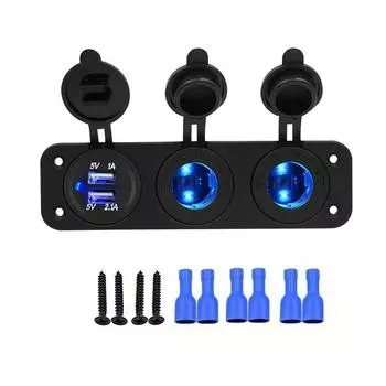 3 в 1 панель двойная розетка 3.1A двойной USB автомобильное зарядное устройство адаптер питания водонепроницаемый для лодок кемперов караванов красный