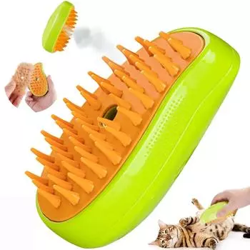3 в 1 Паровая щетка для домашних животных, спрей для удаления шерсти, расческа для собак, многофункциональная щетка для кошек, массажная расческа для ухода за волосами жёлтый