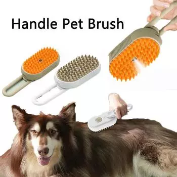 3-в-1 Паровая щетка для кошек и собак Электрическая щетка с одним нажатием для удаления шерсти с домашних животных Массажная щетка для чистки волос Расческа для домашних животных белый