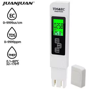 3 в 1 PH-тестер, измеритель pH воды, TDS, EC-измеритель температуры, цифровой ЖК-тестер воды, фильтр чистоты, тестер качества воды