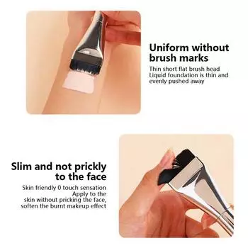 3-в-1 плоская кисть для нанесения тональной основы и черная пуховка для макияжа, спонж-блендер, ультратонкая головка, бесследный аппликатор для консилера