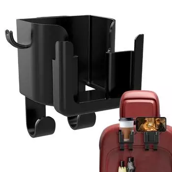 3 в 1 Подвесной держатель для напитков, кронштейн для подголовника, вешалка для спинки сиденья автомобиля, крючок для хранения, держатель для телефона, сумка для одежды, комплект для автомобильного органайзера чёрный