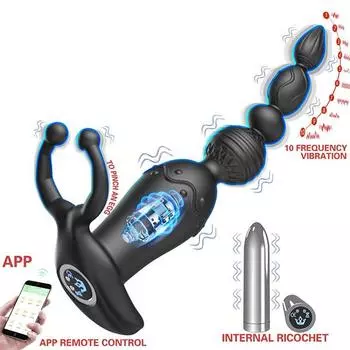 3-в-1 приложение, носимые задние конечности, бусины для дистанционного управления, пары, делящиеся шариками для точки G, стимулирующие простату, вибратор, эротические секс-игрушки APP control