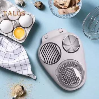 3-в-1 яйцерезка с крышкой 3 режима нарезки Многофункциональный клубничный грибной сэндвич-салат Яйца вкрутую Dicer Masher Режущий инструмент белый