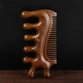 3 в 1 расческа из зеленого дерева и сандалового дерева, многофункциональная антистатическая расческа с широкими зубьями, ушко 1pc