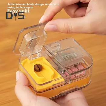 3-в-1 режущий инструмент для таблеток, контейнер для хранения таблеток, влагонепроницаемый, портативный, прозрачный, многофункциональный чехол для переноски таблеток жёлтый