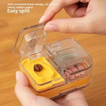 3-в-1 режущий инструмент для таблеток, контейнер для хранения таблеток, влагонепроницаемый, портативный, прозрачный, многофункциональный чехол для переноски таблеток жёлтый