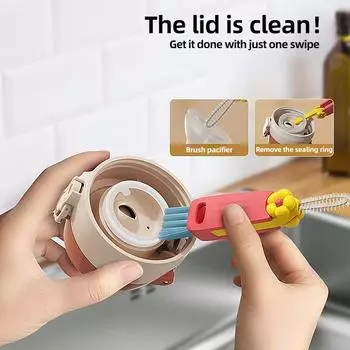 3 в 1 щетка для бутылок, щетка для очистки бокалов, вращающаяся щетка для чашек, изоляционная щетка для чистки бутылок, кухонные инструменты для чистки синий