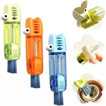 3-в-1 щетка для чистки крышки чашки, дизайн в форме цветка, щелевая щетка, устойчивый к высоким температурам, многофункциональный чистящий инструмент 1PCS красный