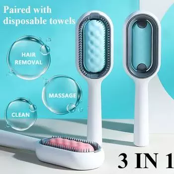 3 в 1 щетка для удаления шерсти для кошек, щетка для чистки собак, кошек, силиконовая расческа для ухода за домашними животными с резервуаром для воды, аксессуары для товаров для животных