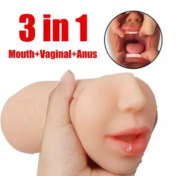3 в 1 Секс-игрушки Мастурбация для мужчин Глубокая глотка Искусственная настоящая киска Оральный мужской мастурбатор МинетРеалистичная резиновая вагина Секс Мужские секс-игрушки для мужчин