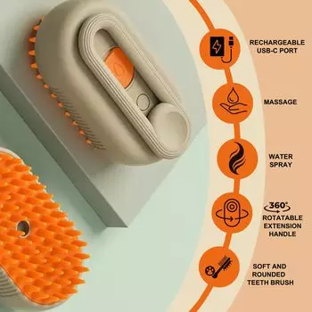 3-в-1 Щетка для собачьей шерсти Щетка для кошачьей шерсти Электрическая щетка для чистки домашних животных Паровая распылительная щетка Массажная расческа для удаления волос Анти-летающая щетка кофейный