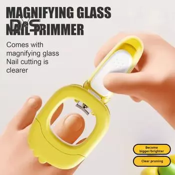 3-в-1 Щипчики для ногтей, детская пилка-триммер со светодиодной подсветкой и лупой, складной маникюрный инструмент для ухода за детьми и взрослыми жёлтый