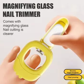 3-в-1 Щипчики для ногтей, детская пилка-триммер со светодиодной подсветкой и лупой, складной маникюрный инструмент для ухода за детьми и взрослыми жёлтый