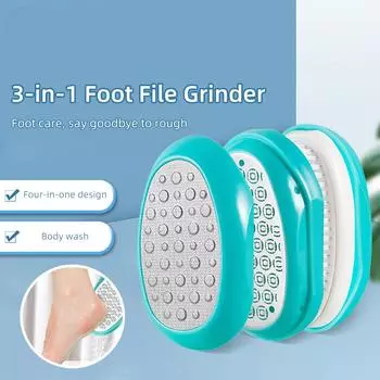 3-в-1 шлифовальная машинка для ног из нержавеющей стали, отшелушивающая пилка для ног, моющаяся, прочная, ручная, домашний инструмент для ухода за ногами 1