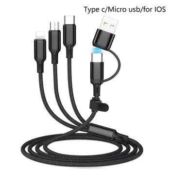 3 в 1 шнур для быстрой зарядки для iPhone Huawei Micro USB Type C кабель для зарядки 1,2 м несколько портов USB несколько шнуров USB для зарядки 0.3M Cable