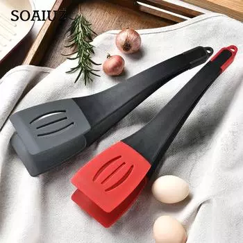 3 в 1 силиконовый зажим, щипцы для яиц, щипцы для стейка, щипцы для стейка, зажим для блинов, жареные токарки, кухонные аксессуары для приготовления пищи красный