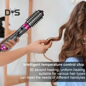 3-в-1 стайлер для горячего воздуха, вращающийся фен для волос, щетка для сушки волос, быстрый нагрев, бигуди, выпрямитель, портативная электрическая палочка для завивки волос, женские инструменты для укладки волос светло-зеленый