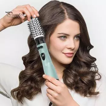 3-в-1 стайлер для горячего воздуха, вращающийся фен для волос, щетка для сушки волос, быстрый нагрев, бигуди, выпрямитель, портативная электрическая палочка для завивки волос, женские инструменты для укладки волос светло-зеленый