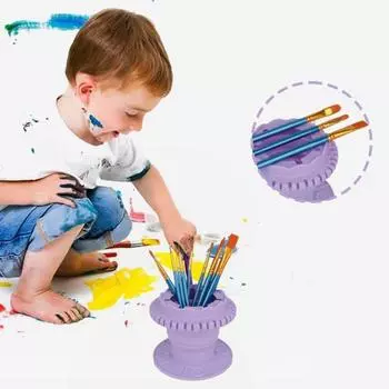 3-в-1 стакан для чистки кистей, силиконовое ведро для чистки кистей с держателем для кистей, складная кисть большой емкости розовый