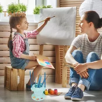 3-в-1 стакан для чистки кистей, силиконовое ведро для чистки кистей с держателем для кистей, складной инструмент для чистки кистей большой емкости для акриловой акварели синий