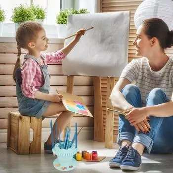 3-в-1 стакан для чистки кистей, силиконовое ведро для чистки кистей с держателем для кистей, большое розовый