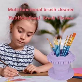 3-в-1 стакан для чистки кистей, силиконовое ведро для чистки кистей с держателем для кистей, складной инструмент для чистки кистей большой емкости для акриловой, акварельной, масляной краски фиолетовый