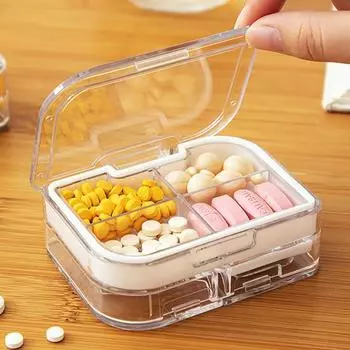 3-в-1 таблеточный резак, контейнер для хранения таблеток, влагостойкий, портативный, прозрачный, многофункциональный жёлтый