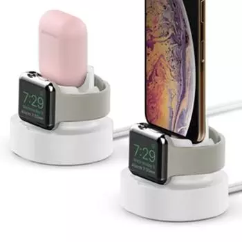 3 в 1 телефон часы наушники силиконовая подставка для зарядки держатель для iPhone 14 15 Pro Max IWatch Airpods Pro 2 3 док-станция Soporte чёрный