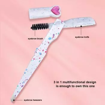 3 в 1 триммер для бровей, безопасное лезвие, женский нож для придания формы бровям, пинцет для бровей, косметические инструменты для удаления тонких волос розы красного