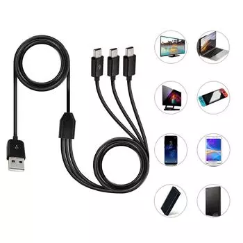 3 в 1 USB 2.0 USB-A Male to 3 Mini 5pin Data SYNC кабель для зарядки трех устройств 1 м