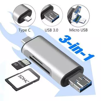 3 в 1 USB 3.0 Micro USB Type C Устройство чтения карт памяти SDHC SD TF Устройство чтения карт MicroSD Micro USB OTG Адаптер Устройство чтения карт памяти